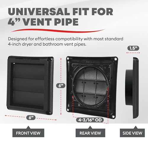 Deflecto Supurr-Vent Louvered Hood, Black - 4" Diameter - Image 3