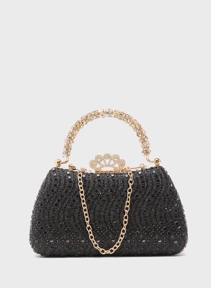 خزانة مشبك معدني مرصع بالزركونيا بلمسة ذهبية - Image 2