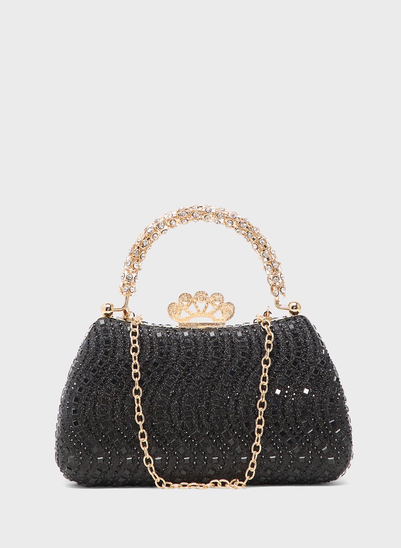 خزانة مشبك معدني مرصع بالزركونيا بلمسة ذهبية - Image 1