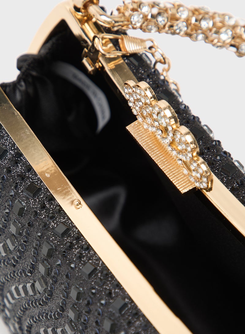 خزانة مشبك معدني مرصع بالزركونيا بلمسة ذهبية - Image 5