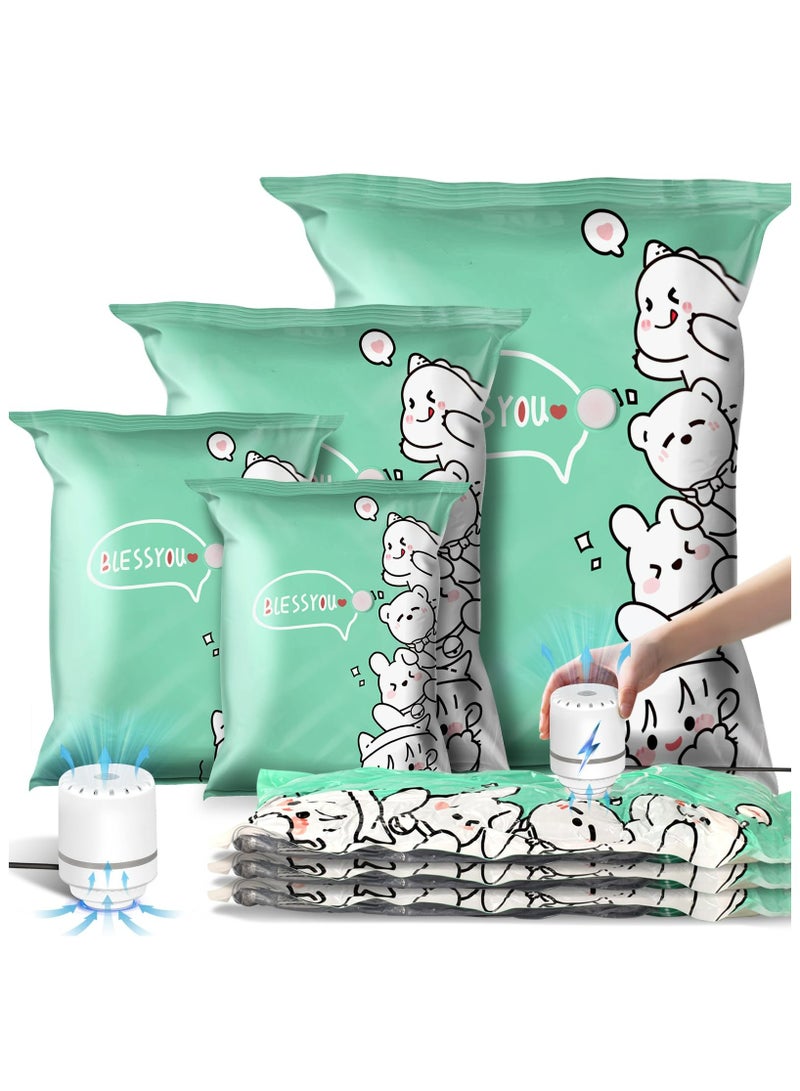 Dominy 12 Pack Vacuum Storage Bags with Electric Pump,Travel Saver Storage for Clothing,Space Saver Bags (2Jumbo/2Large/2Medium/6Small) for Bedding,Clothes, Blankets, Comforters  - Image 1