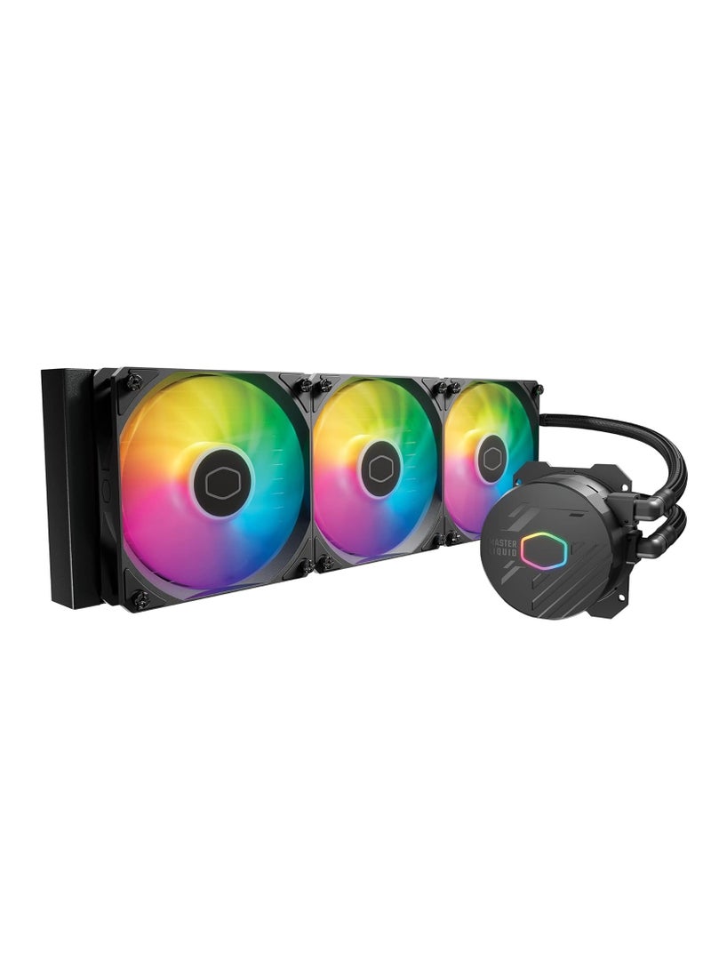 كولر ماستر مبرد سائل Master Liquid 360L Core ARGB 360 مم AIO بحلقة مغلقة، مزامنة ARGB، مضخة تبريد من الجيل S، 120 مم PWM، CryoFuze 14W/Mk، AMD Ryzen AM5/AM4، Intel LGA1700/1200 (MLW-D36M-A18PZ-RW) - Image 1