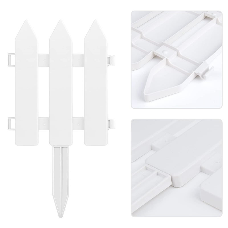 ELECLAND 6 Pieces White Plastic Garden Fence With Insert - Picket Fence Edgings for Lawn, Flowerbeds, Plant Borders - Decorative Yard - Image 4