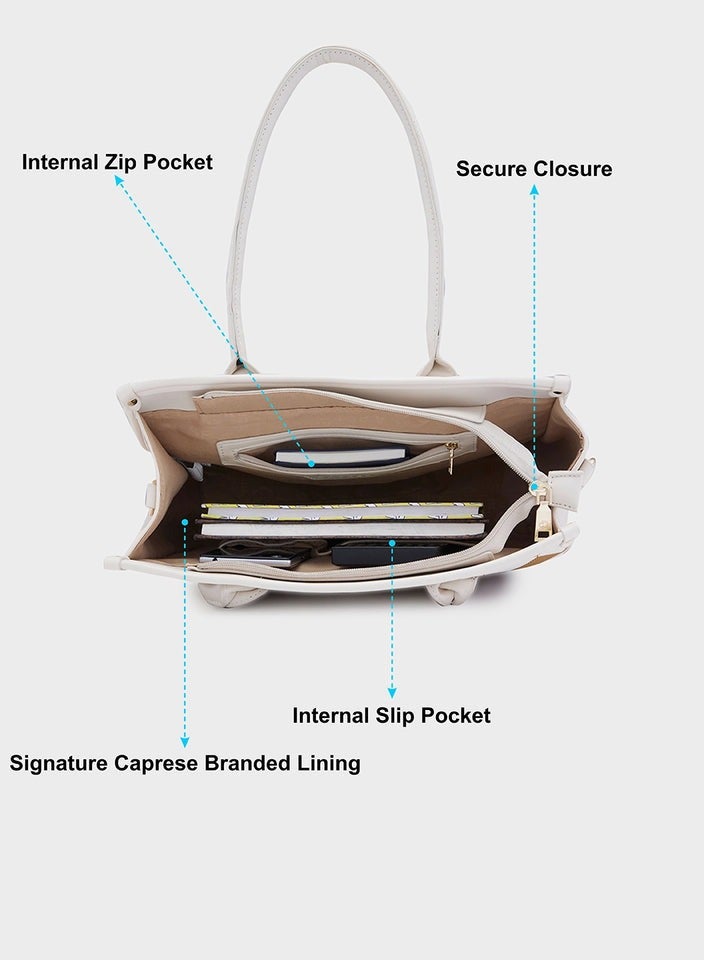 CAPRESE-CHECKER SATCHEL MEDIUM CREAM - Image 4