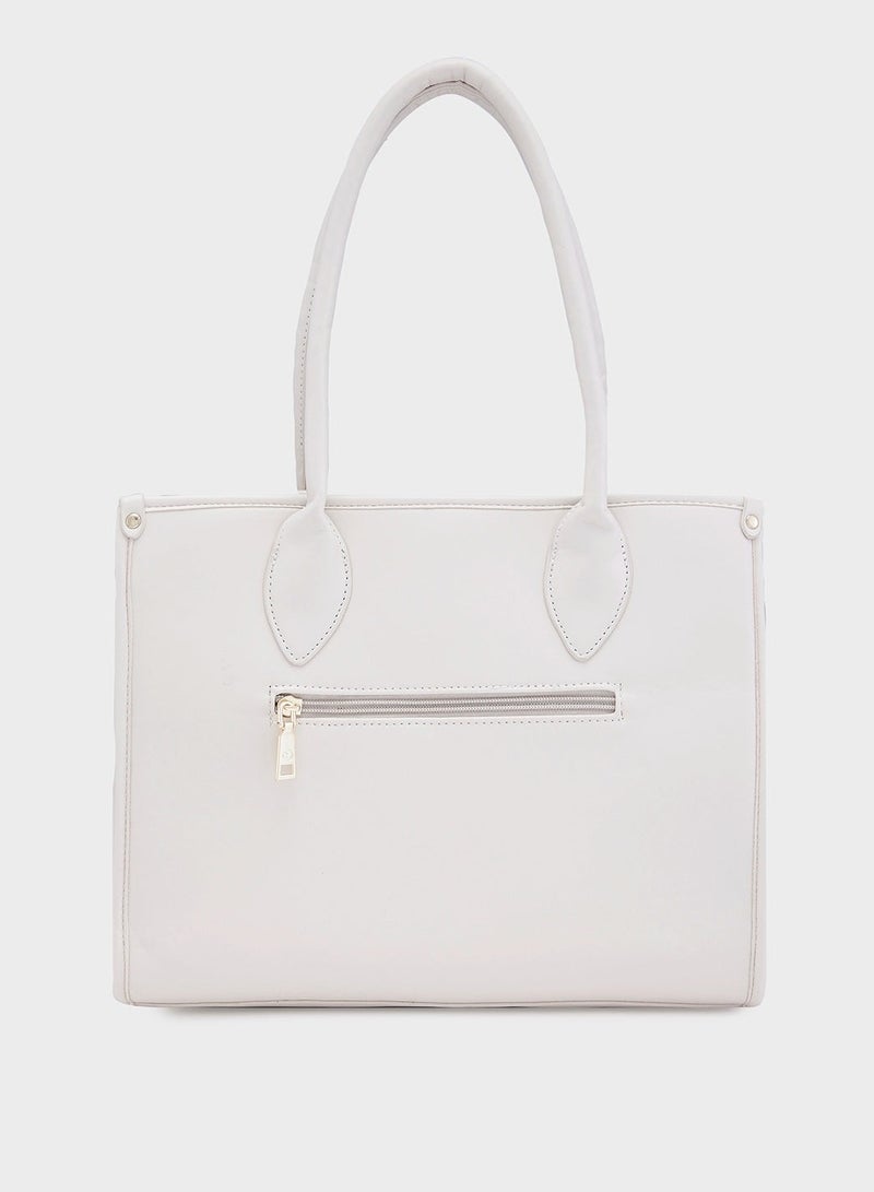 CAPRESE-CHECKER SATCHEL MEDIUM CREAM - Image 2