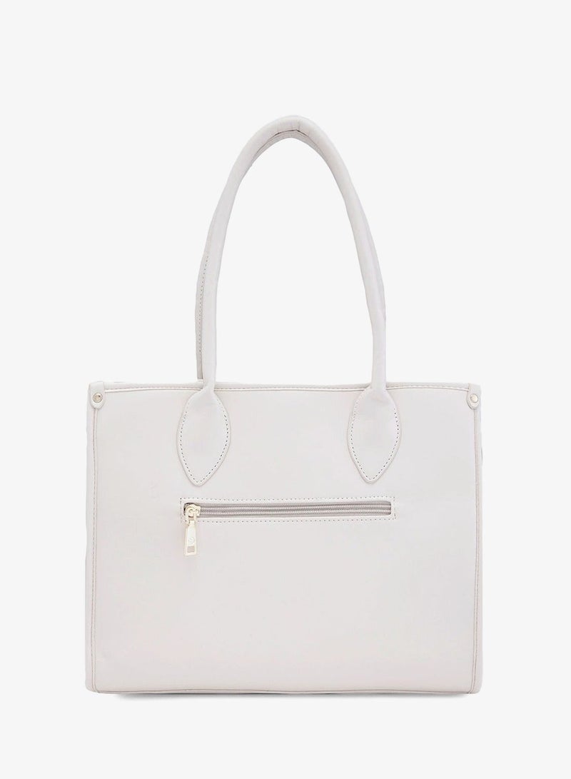 CAPRESE-CHECKER SATCHEL MEDIUM CREAM - Image 2