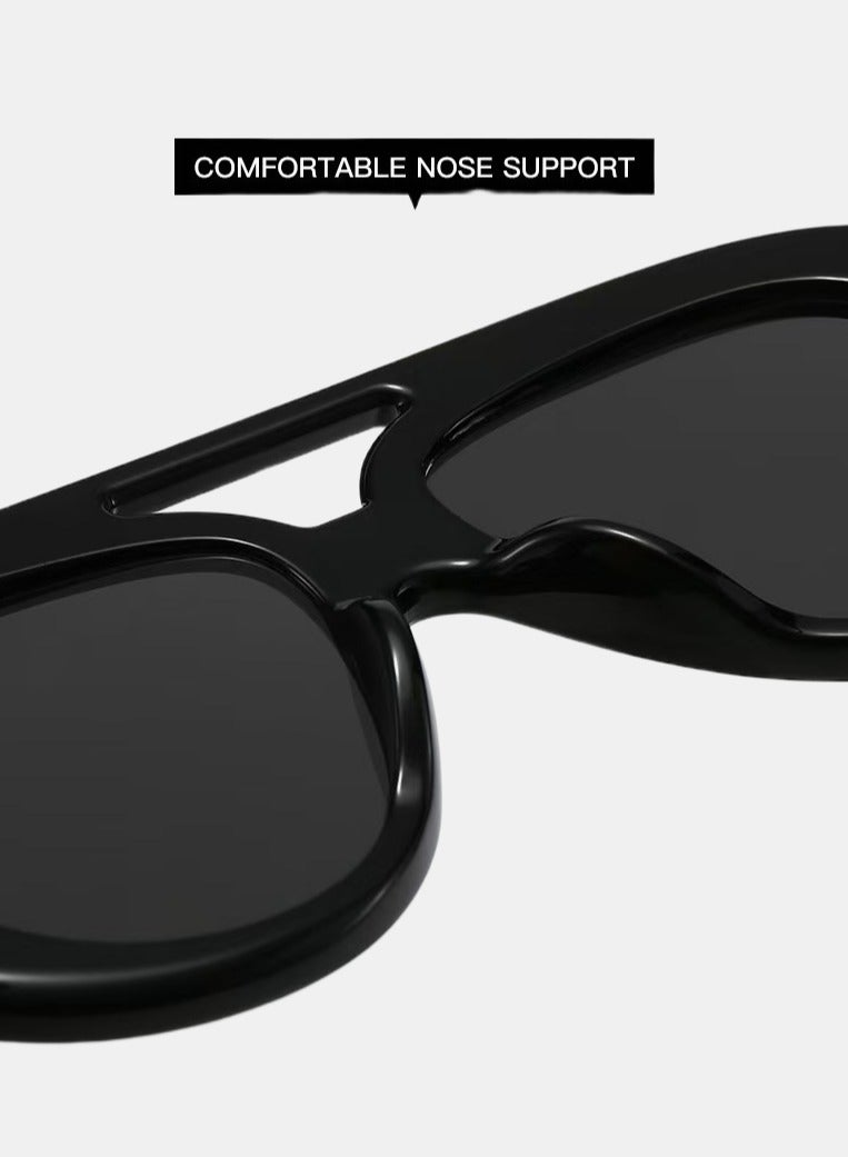 Oversized Double-Bridge Aviator Sunglasses - UV Protection, Trendy Frog-Eye Style for Photo Shoots & Sunshade - Image 5