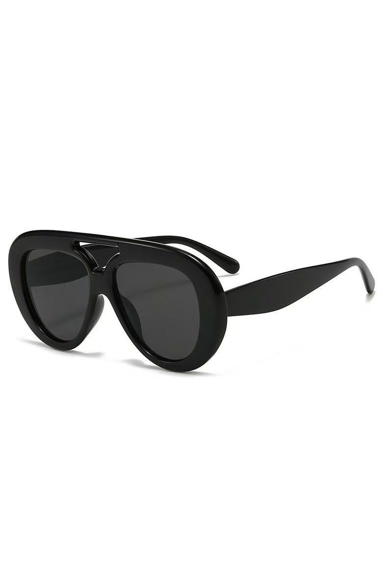 Oversized Double-Bridge Aviator Sunglasses - UV Protection, Trendy Frog-Eye Style for Photo Shoots & Sunshade - Image 1