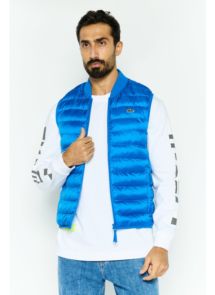 LACOSTE Men Quilted Sleeveless Vest Jacket, Blue  - Image 1