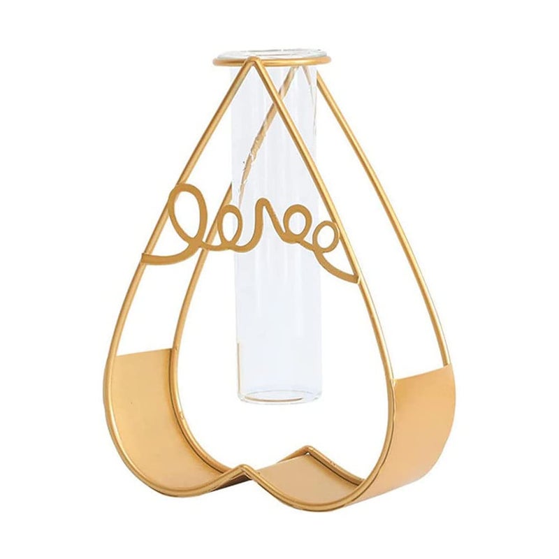 FURN ASPIRE Furn Aspire Artificial Flowers with Heart Vase Combo Metal Frame Stand Crystal Transparent Propagation Tube for Office Home Decoration Heart with Eucalyptus  - Image 5