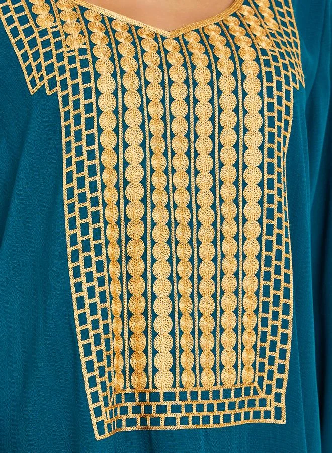 Amirah  Women Blue Embroidered A-Line Jalabiya for Women | Best Price UAE