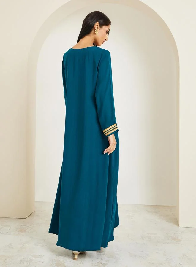 Amirah  Women Blue Embroidered A-Line Jalabiya for Women | Best Price UAE