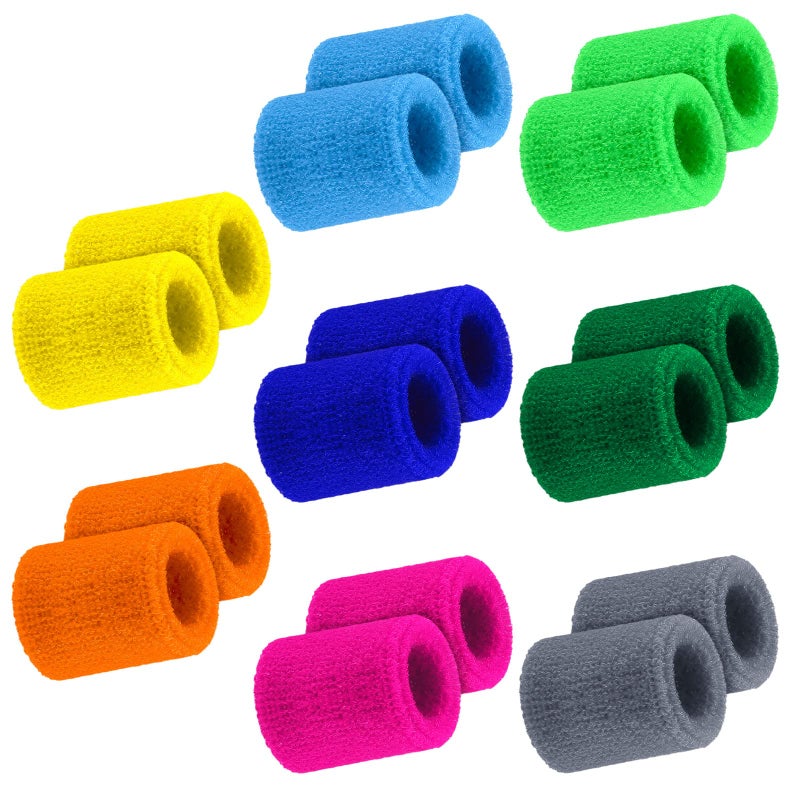 Hungdao 16 Pack Sweatbands Bulk Sports Wristbands Neon 80s Sweat Band Athletic Wrist Bands Baseball Basketball Football Tennis Party Favors for Outdoor Activity Cute Colors - Image 2