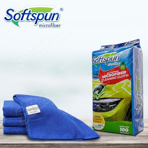 SOFTSPUN Microfiber Cloth 40x60 Cms, 4 Piece Towel Set, 340 GSM (Blue) Multi-Purpose Super Soft Absorbent Cleaning Towels for Home, Kitchen, Car, Cleans & Polishes Everything in Your Home. - Image 2