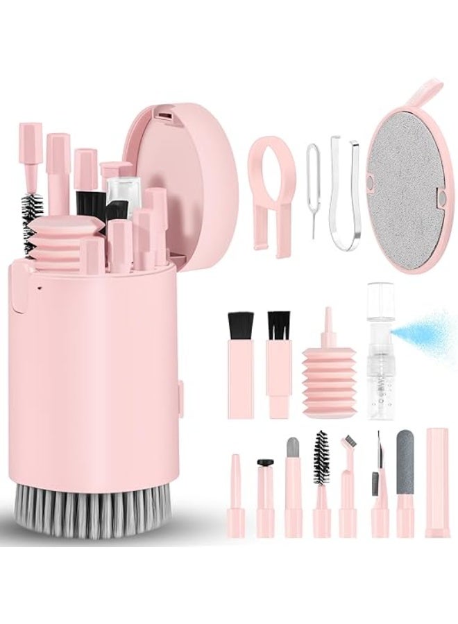 طقم تنظيف الشاشات والأجهزة الإلكترونية 20 في 1 – منظف لابتوب وموبايل مع فرشاة ولوشن تنظيف – مناسب للآيفون، الماك بوك، الآيباد، السماعات – لون روز - Image 1