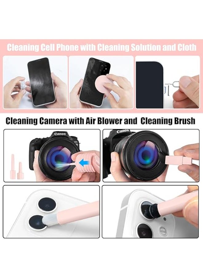 طقم تنظيف الشاشات والأجهزة الإلكترونية 20 في 1 – منظف لابتوب وموبايل مع فرشاة ولوشن تنظيف – مناسب للآيفون، الماك بوك، الآيباد، السماعات – لون روز - Image 4