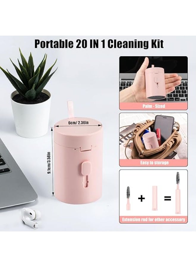 طقم تنظيف الشاشات والأجهزة الإلكترونية 20 في 1 – منظف لابتوب وموبايل مع فرشاة ولوشن تنظيف – مناسب للآيفون، الماك بوك، الآيباد، السماعات – لون روز - Image 2