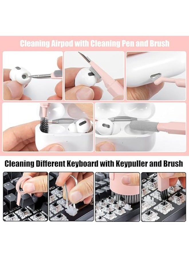 طقم تنظيف الشاشات والأجهزة الإلكترونية 20 في 1 – منظف لابتوب وموبايل مع فرشاة ولوشن تنظيف – مناسب للآيفون، الماك بوك، الآيباد، السماعات – لون روز - Image 5