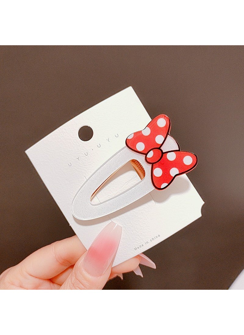 Generic South Korea Ins Sweet Texted Acetic Acid Clouds One-character Clip Wave Edge Duckbill Clip Cute Girl Edge Clip Hairpin 9-25 Bow tie 