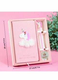 Excefore Unicorn Notebook Gel Pens Set - Journal Stationery Set Birthday Gifts for Girls, Cute Girls Writing Toys of All Ages Unicorn Notebook for Children Age 5 6 7 8 9 10 11 12 years old  - Image 3