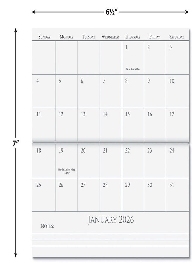 كارانت تقويم جيب ومفكرة زهور مضغوطة لعام 2026، مقاس 3.5 بوصة × 6.5 بوصة عند الإغلاق، تقويم شهري مزين بالزهور بجودة المكتبات، يحتوي على 30 صفحة للملاحظات، مناسب للمطبخ والمكتب. - Image 2