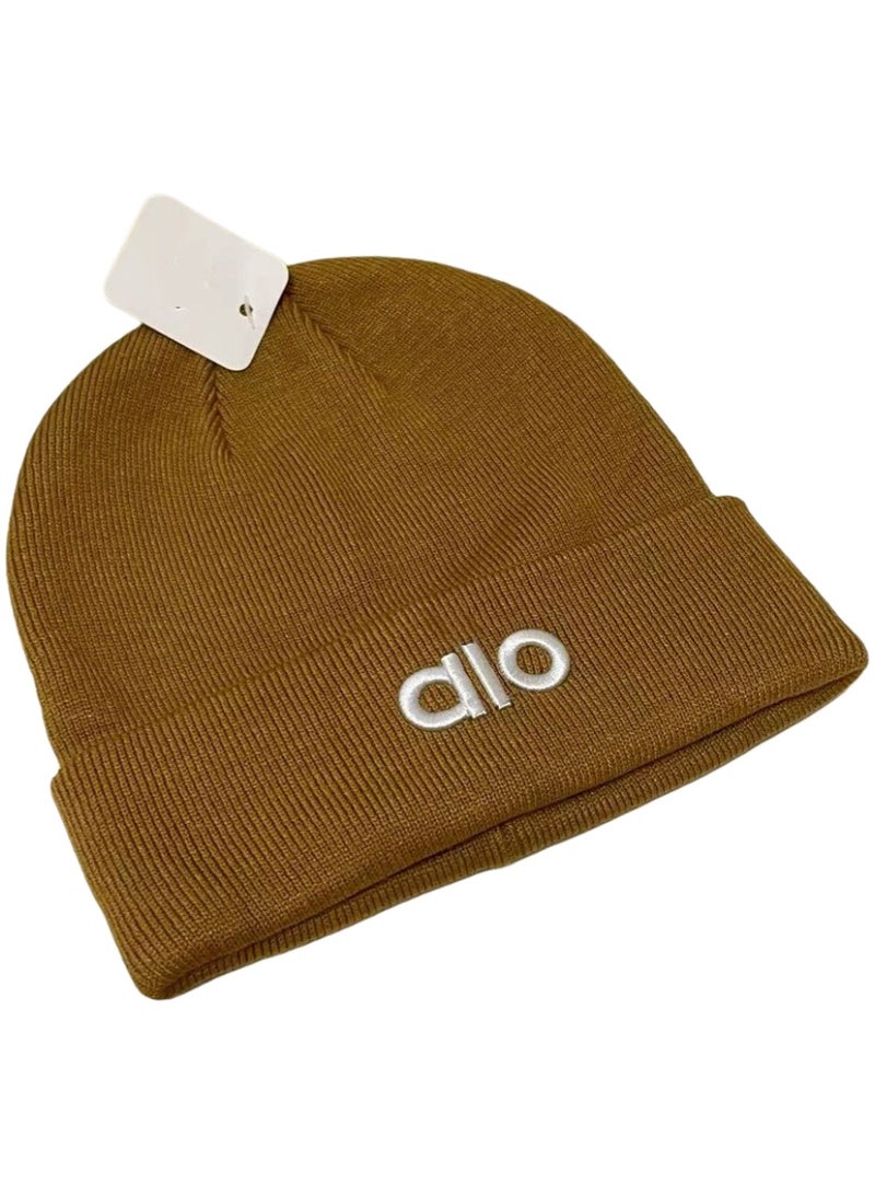 ألو قبعة بوني  للرجال والنساء، قبعة شتوية محبوكة مزينة بالتطريز - Image 1