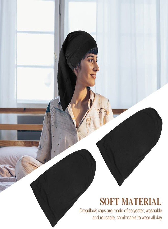 Restynic 2-Pack Dreadlock Cap Set - Frizz-Free & Breathable Fabric, Adjustable for Locs, Braids, or Textured Hair, Perfect for Sleep, Workout, Shower, or Daily Styling Black - Image 5