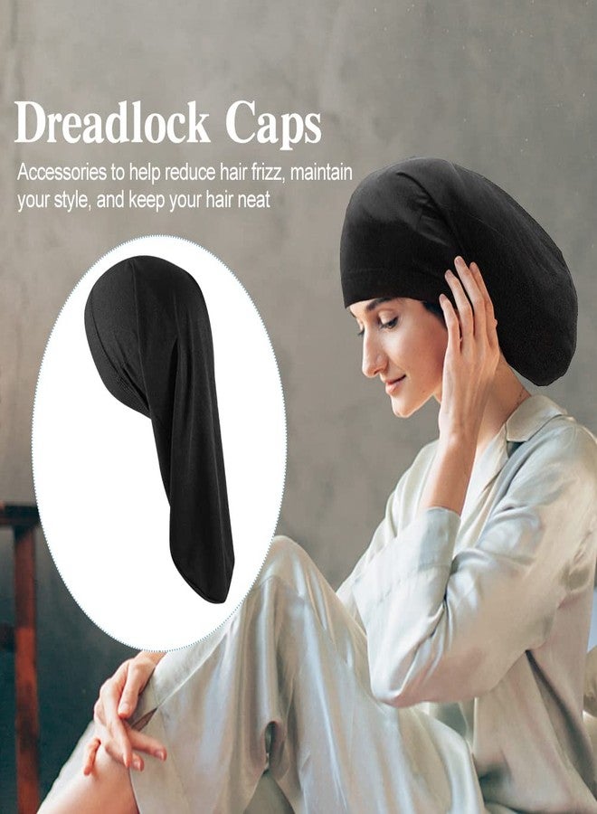 Restynic 2-Pack Dreadlock Cap Set - Frizz-Free & Breathable Fabric, Adjustable for Locs, Braids, or Textured Hair, Perfect for Sleep, Workout, Shower, or Daily Styling Black - Image 4