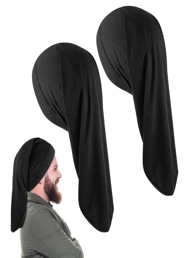 Restynic 2-Pack Dreadlock Cap Set - Frizz-Free & Breathable Fabric, Adjustable for Locs, Braids, or Textured Hair, Perfect for Sleep, Workout, Shower, or Daily Styling Black - Image 1
