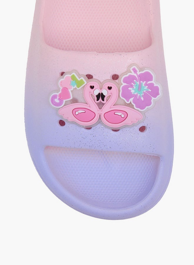 Aqua Girls Jibbitz Accent Slip-On Slides - Image 3