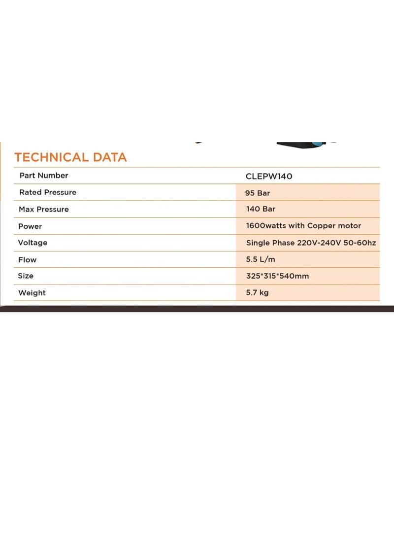 كلارك غسالة الضغط العالي 140 بار - Image 2