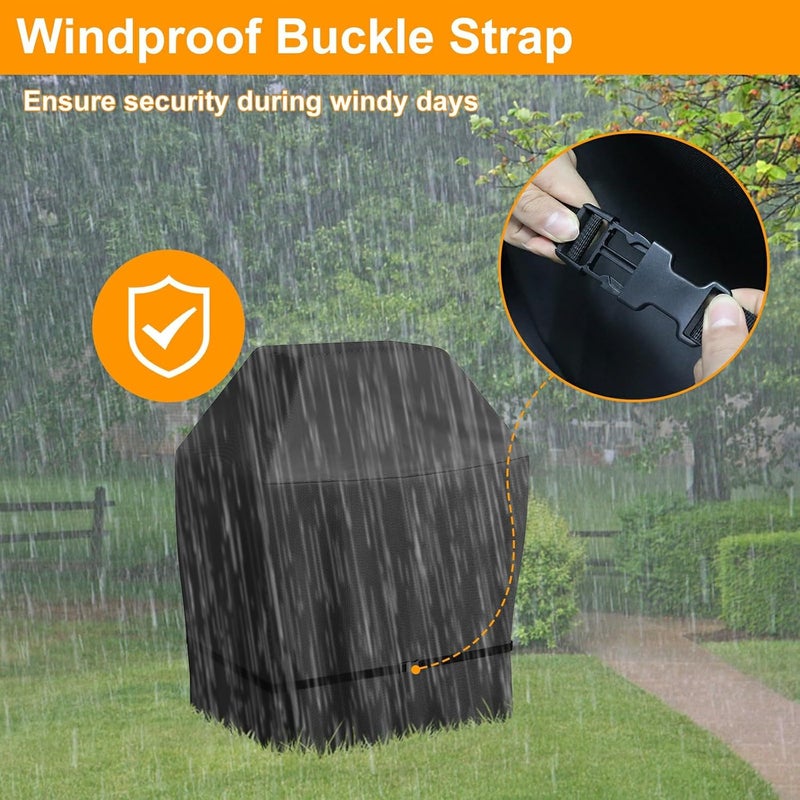 ZHSX BBQ Cover, Gas Barbecue Cover Waterproof, Barbecue Cover with Adjustable Straps for Weber, Genesis, Charbroil, 141L x 65W x 106H cm, Black - Image 4