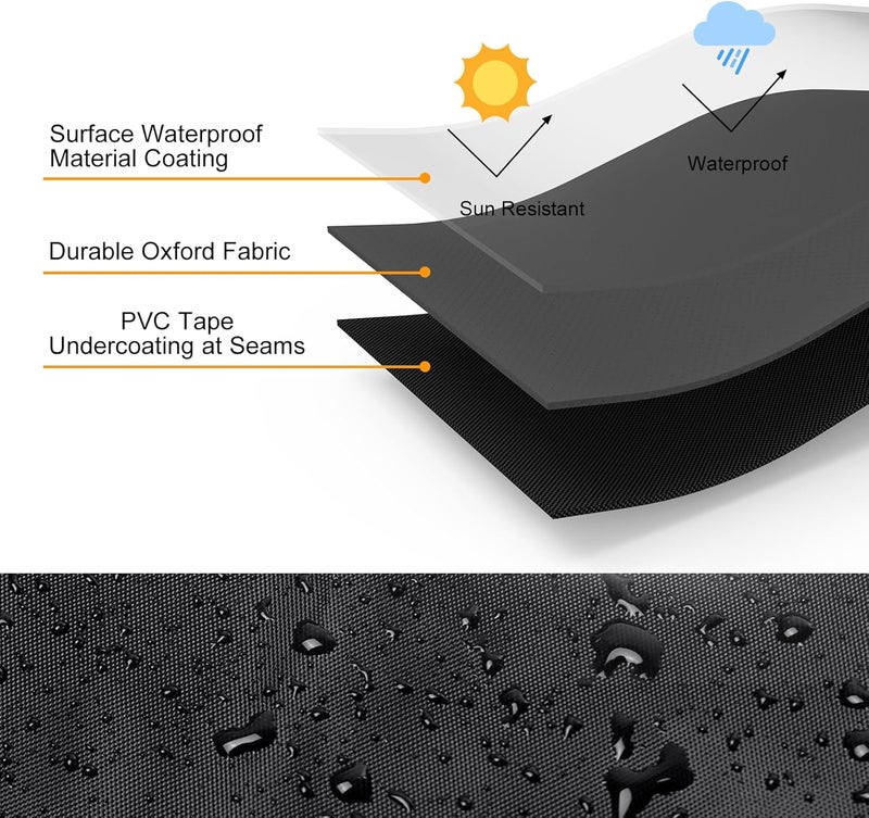ZHSX BBQ Cover, Gas Barbecue Cover Waterproof, Barbecue Cover with Adjustable Straps for Weber, Genesis, Charbroil, 141L x 65W x 106H cm, Black - Image 3