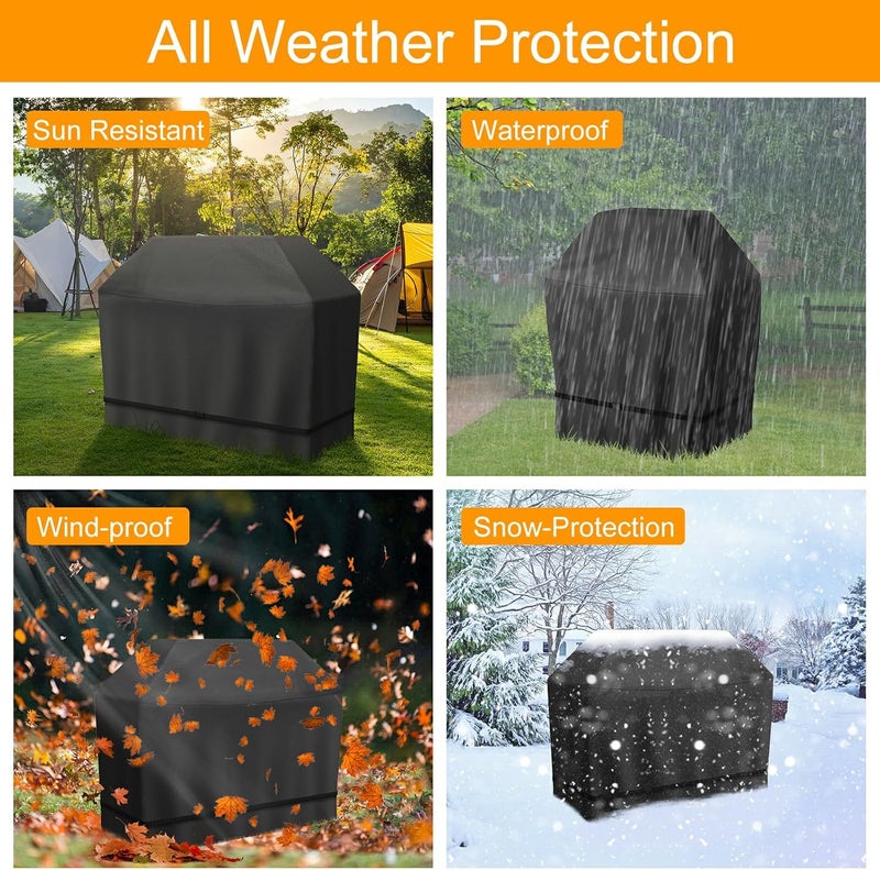 ZHSX BBQ Cover, Gas Barbecue Cover Waterproof, Barbecue Cover with Adjustable Straps for Weber, Genesis, Charbroil, 141L x 65W x 106H cm, Black - Image 5