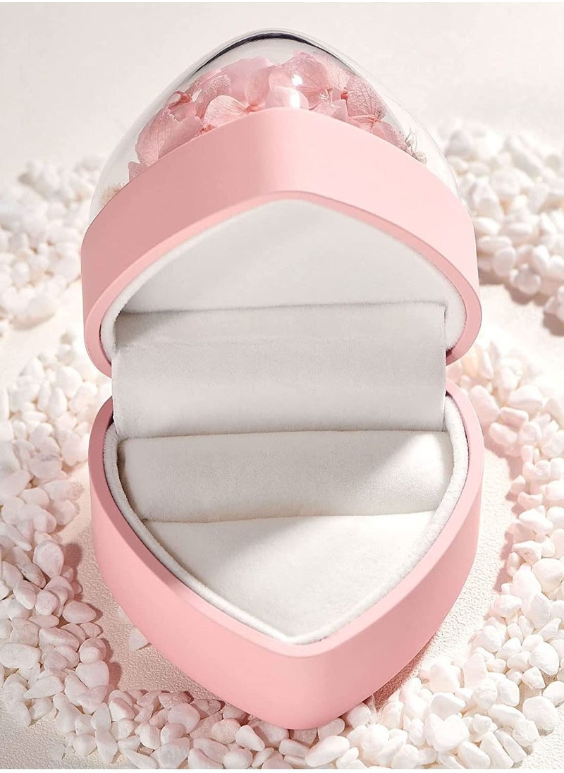 Y&D - Wedding Ring Box Mini Storage Organizer Velvet White Pink Gifts for Women (Pink-Flower Heart Box) - Image 1