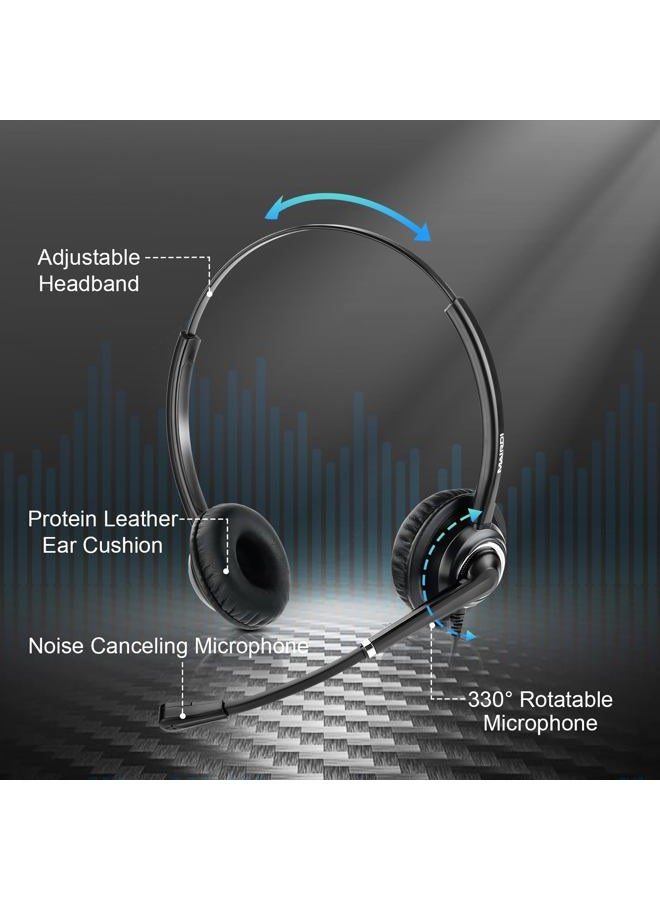 MAIRDI Telephone Headset with RJ9 Jack & 3.5mm for Multipe Devices, Office Headset with Mic Noise Canceling for Call Center, Work with Landline Deskphone Cell Phone PC Laptop - Image 5