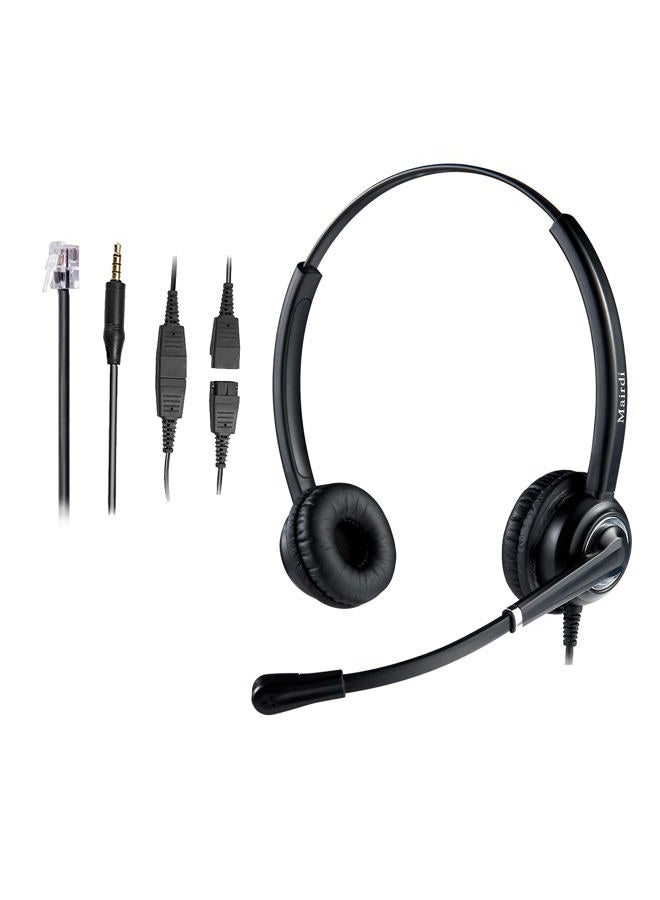 MAIRDI Telephone Headset with RJ9 Jack & 3.5mm for Multipe Devices, Office Headset with Mic Noise Canceling for Call Center, Work with Landline Deskphone Cell Phone PC Laptop - Image 1