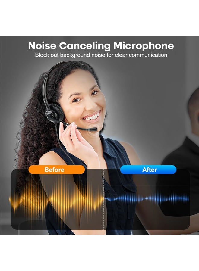 MAIRDI Telephone Headset with RJ9 Jack & 3.5mm for Multipe Devices, Office Headset with Mic Noise Canceling for Call Center, Work with Landline Deskphone Cell Phone PC Laptop - Image 2