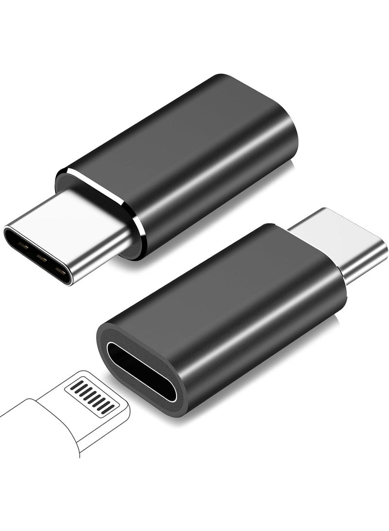 محول Lightning إلى USB C - عبوة 2 لجهاز iPhone 15 16 17 Samsung S24 S25 Nintendo Switch موصل وكابل شاحن USB C متوافق مع جميع أجهزة Type C باللون الأسود - Image 1