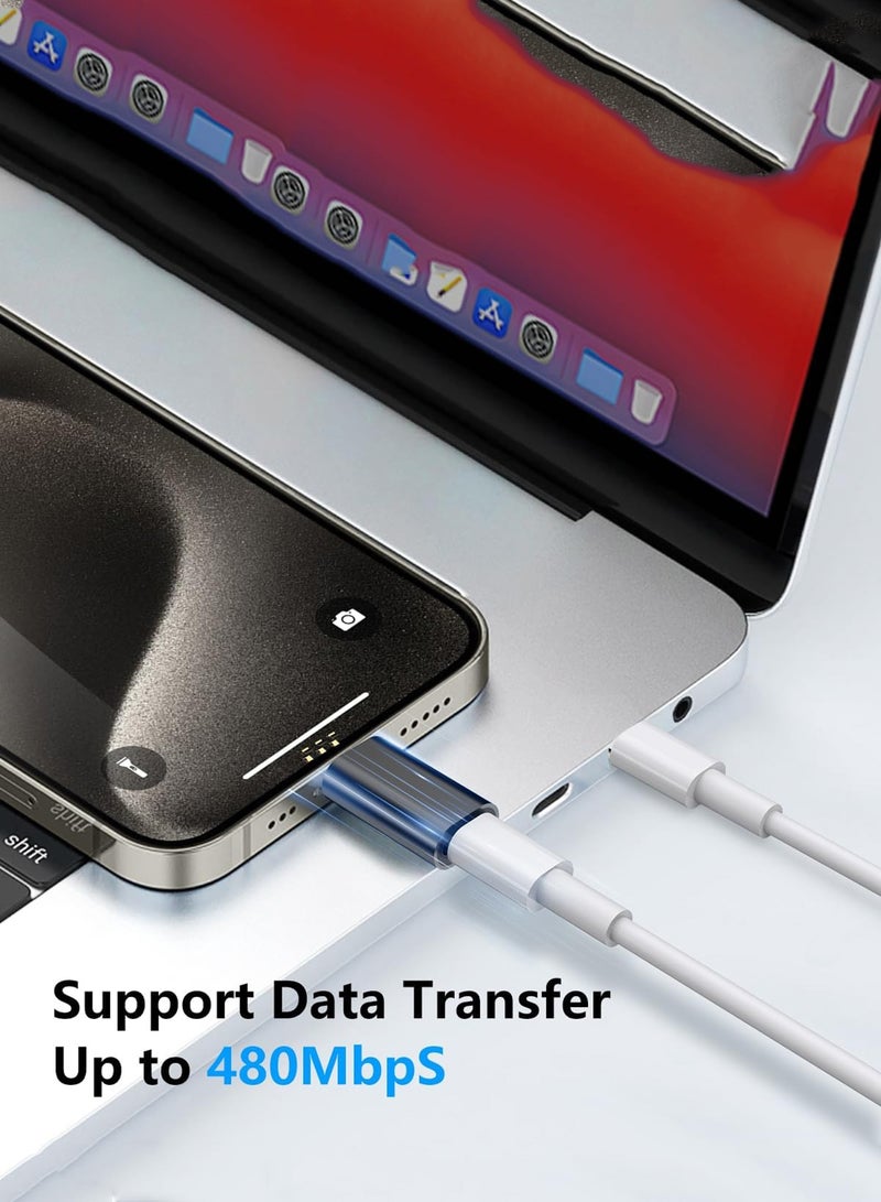 محول Lightning إلى USB C - عبوة 2 لجهاز iPhone 15 16 17 Samsung S24 S25 Nintendo Switch موصل وكابل شاحن USB C متوافق مع جميع أجهزة Type C باللون الأسود - Image 2