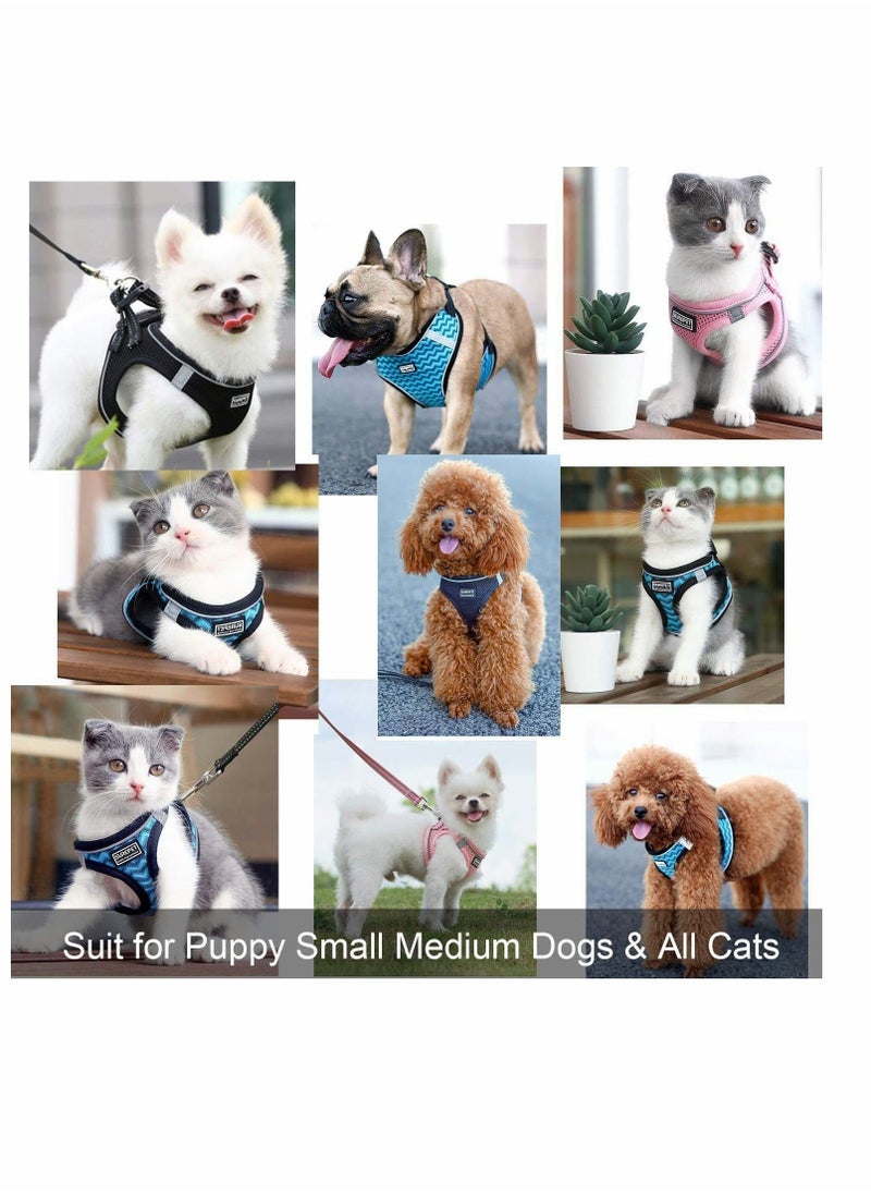 Step-in Air Dog Harness and Leash No Pull, Reflective and Breathable Pet Harness, Adjustable Comfortable Soft Padded Vest Harness Easy Control for Puppy Small Medium Dogs Cats, Black M - Image 3
