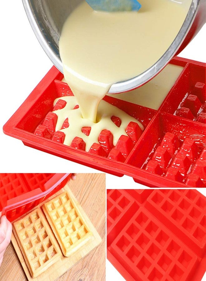 Sonku 4 Pcs Waffle Mold, Silicone Heart-Shaped Square-Shaped Waffle Baking Molds Muffin Pans Chocolate Bread Pie Flan Bakeware - Image 3