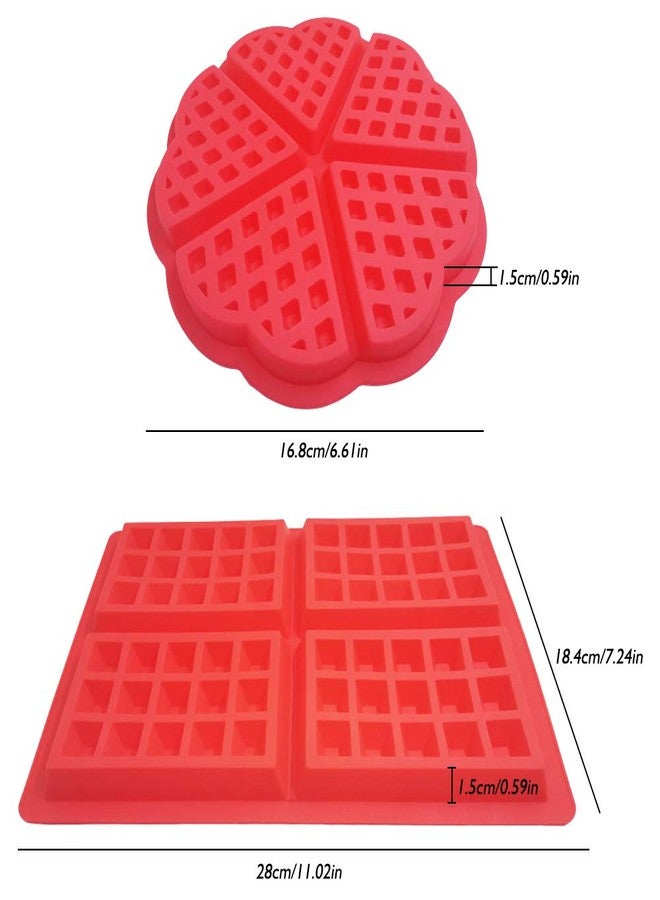 Sonku 4 Pcs Waffle Mold, Silicone Heart-Shaped Square-Shaped Waffle Baking Molds Muffin Pans Chocolate Bread Pie Flan Bakeware - Image 4