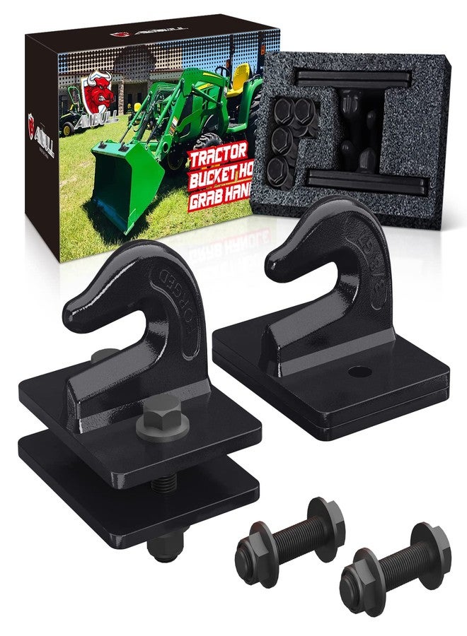 AMBULL 2 Pack 3/8" Tractor Bucket Grab Hook Grade 70 Forged Steel Bolt On Grab Hook Tow Hook Mount with Backer Plate,Work Well for Tractor Bucket, RV, UTV,Truck, Max 15,000 lbs, Black - Image 1