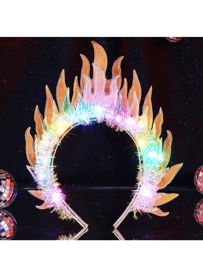GORTIN Light up Fire Flame Headband Glow Costume Headpiece Cosplay Rave Hair Accessories for Women - Image 4