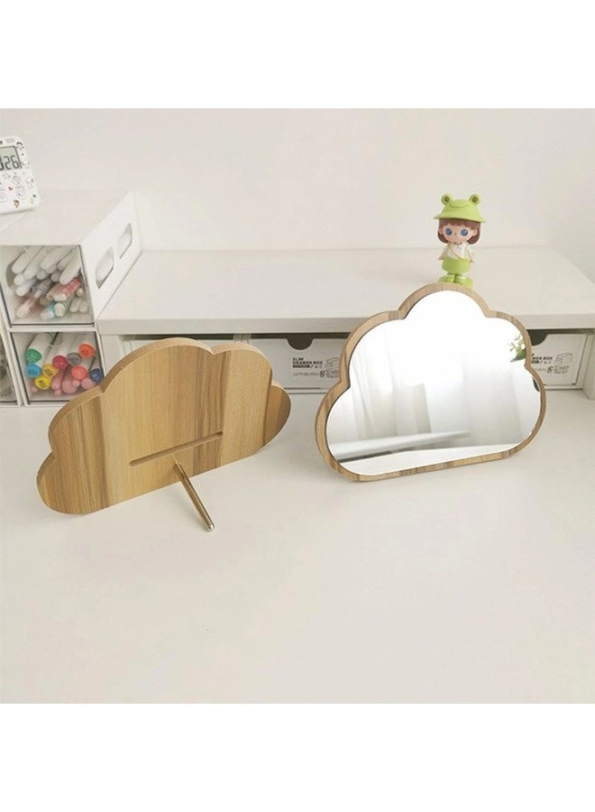 شيبشيب مرآة زينة خشبية من كرييتيف كلاود مع حامل من الفولاذ المقاوم للصدأ، مرآة مكياج مكتبية بتصميم بسيط لغرفة المعيشة وغرفة النوم والمكتب - Image 5