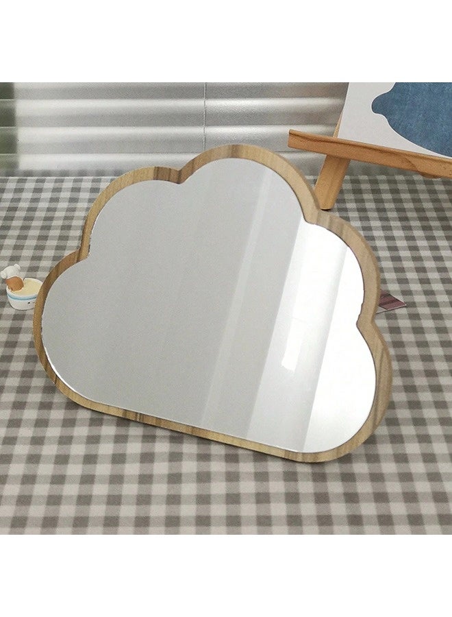 شيبشيب مرآة زينة خشبية من كرييتيف كلاود مع حامل من الفولاذ المقاوم للصدأ، مرآة مكياج مكتبية بتصميم بسيط لغرفة المعيشة وغرفة النوم والمكتب - Image 2