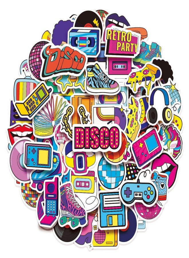 Cleverplay 100 Pack 90s 80s Stickers, 1990's 1980's Hip Hop Party Favors, Birthday Decorations - Image 1