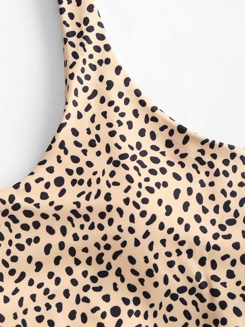 ZAFUL Women's Front Knot Bikini Tops Crop Tankini Top Scoop Neck Padded Bathing Suit Tops Deep Yellow-Top Only L - Image 5