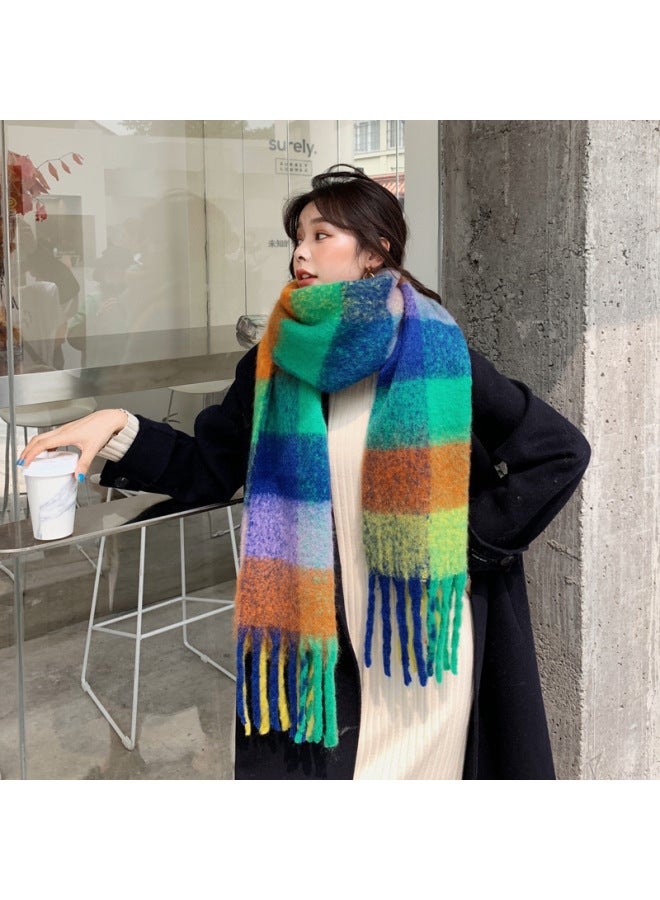 Winter Monochrome Plush Heavy Weight Soft Fluffy Lazy Wind Solid Color Large Pulled Wool Warm Scarf For Students Couple